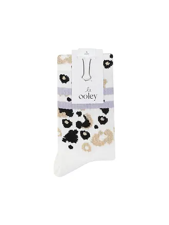OOLEY | Calcetines LEO con estampado integral de leopardo, lila y blanco |